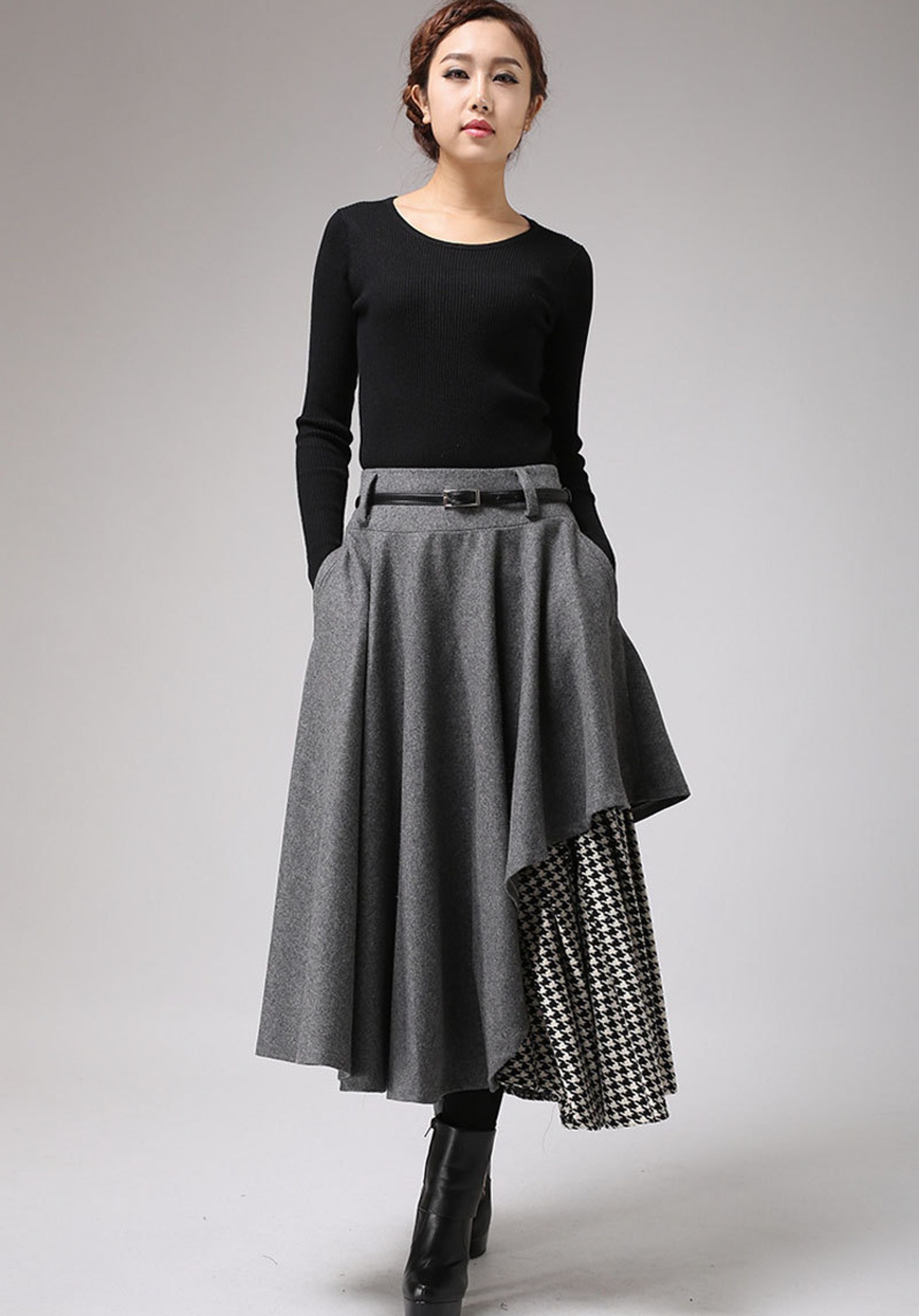Jupe en laine asymétrique Jupe en laine dhiver pour femme Etsy France