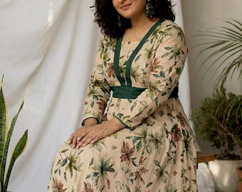 slim fit dress slacks Green 1940s Sweetheart Ditsy Floral Dress