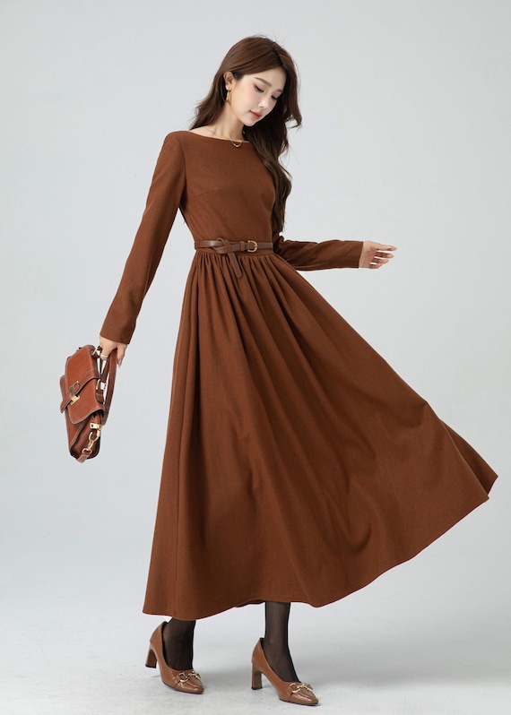 princess polly baby blue dress Loose Dresses for Women, Casual Winter Dress, Blue Midi Dress S / Brown main image 1