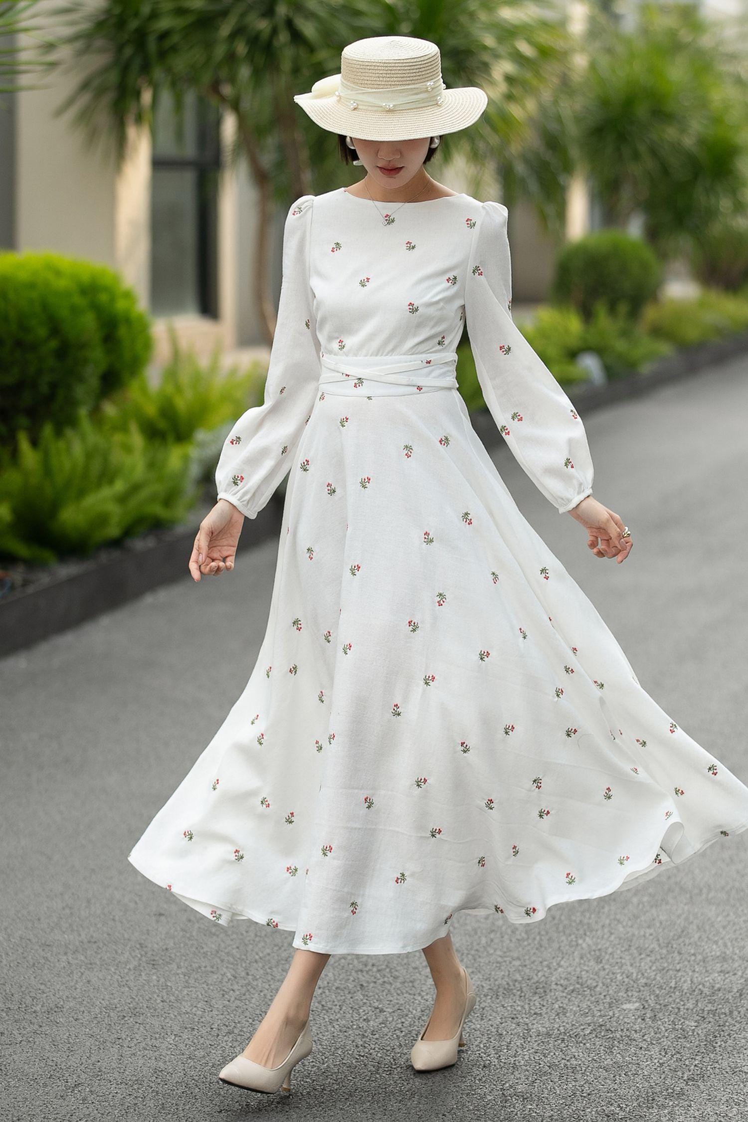 white christmas dresses Vintage Style White Midi Fit & Flare Dress with Black Ric Rac Trim –  ModCloth main image 1