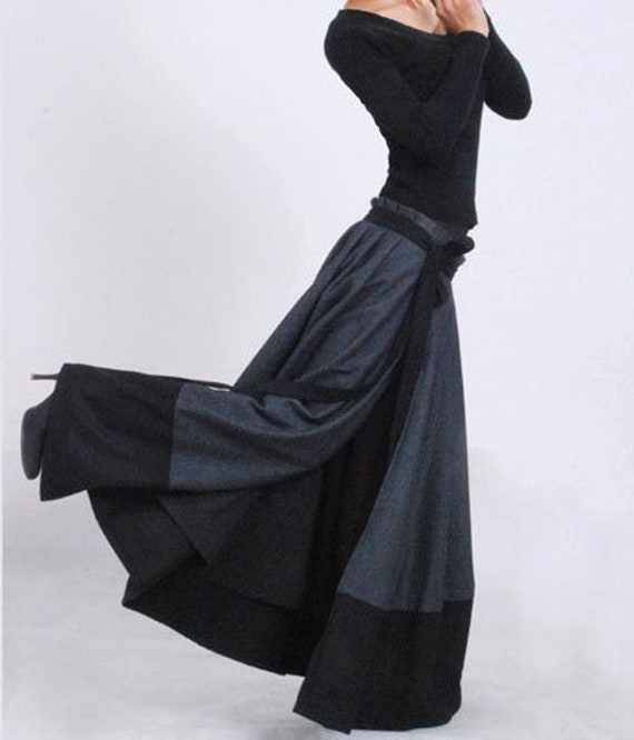 Gray Wool Wrap Skirt for winter MM68# Gray Wool Wrap Skirt for winter MM68#