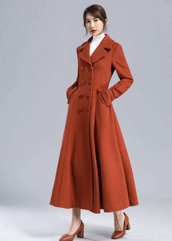 1950s Inspired Long Wool Coat Women, Fit and Flare Coat, Warm