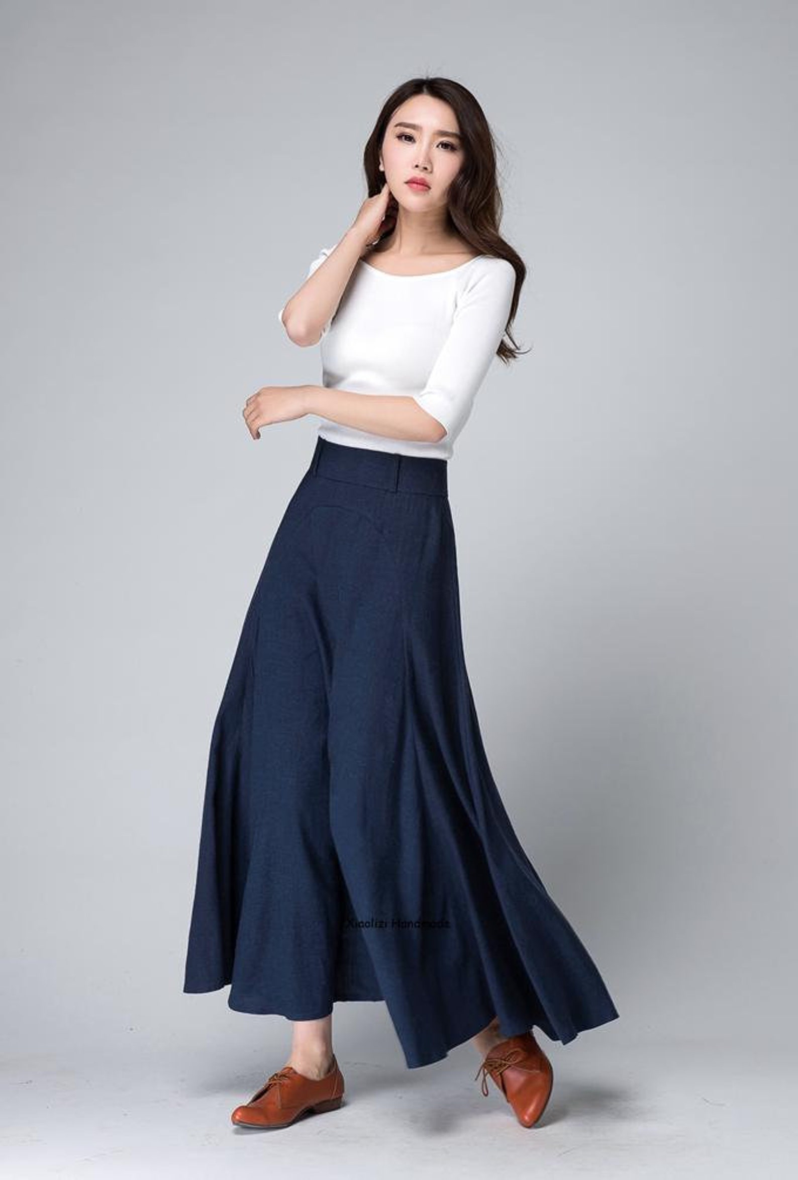 Dark Blue Skirt Linen Skirt Women Linen Maxi Skirt A Line - Etsy