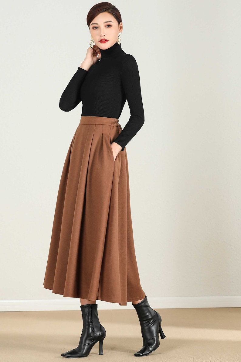 Brown Wool Skirt A Line Maxi Skirt Winter Skirt Women Long Etsy Canada