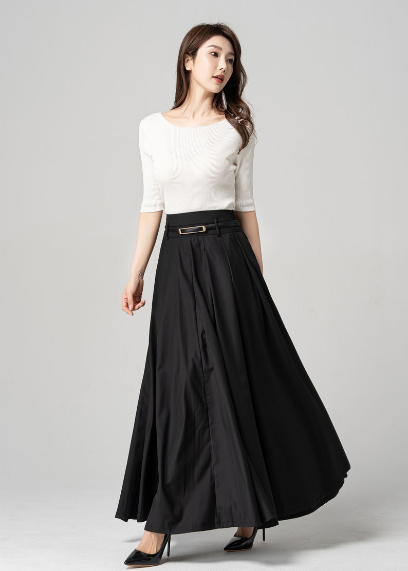 Black Swing Skirt Pleated Maxi Skirt Womens Long Skirt - Etsy