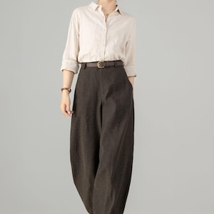 Women's Linen baggy pants, Casual Baggy Harem Pants, Army green Long linen pants, Spring linen pants, Loose Fitting Pants, Xiaolizi 5703 image 10