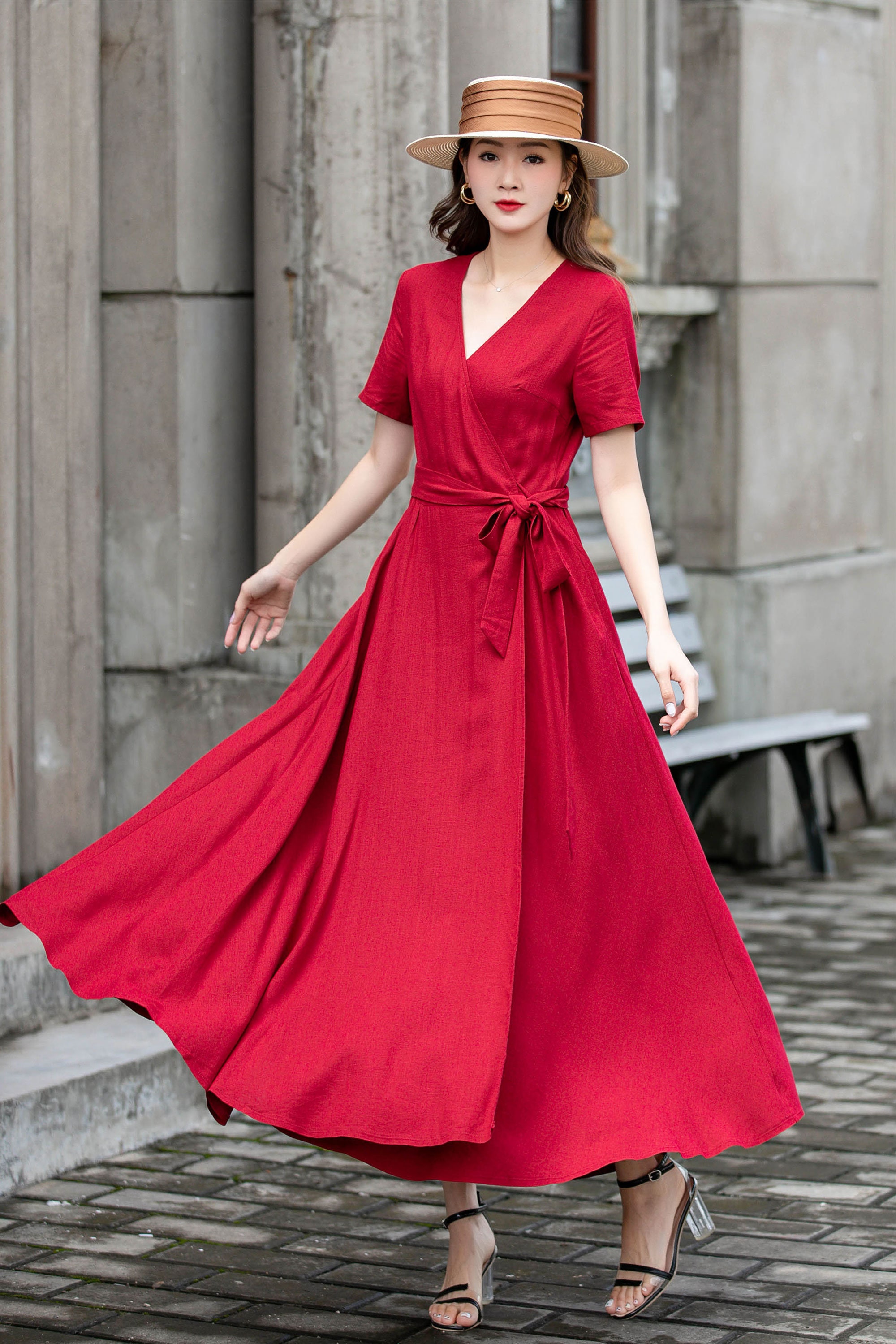 Red Linen Wrap Dress, Summer Linen Maxi Dress, Womens Dress, Long Linen Dress, Dress With Pockets, Short Sleeve Dress, Custom Dress 4425 - Etsy Red Linen Wrap Dress, Summer Linen Maxi Dress, Womens Dress, Long Linen Dress, Dress With Pockets, Short Sleeve Dress, Custom Dress 4425 - Etsy