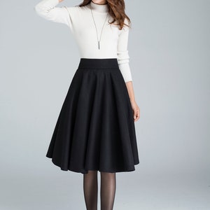 High Waist Wool Skirt, Midi Swing Wool Circle Skirt, Flared Wool Midi ...