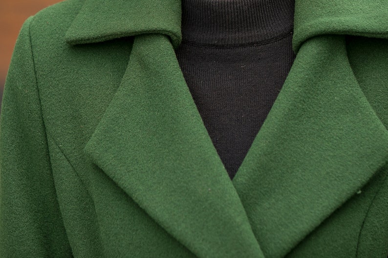 British Style Long Wool Coat in Green Warm Coat Women | Etsy