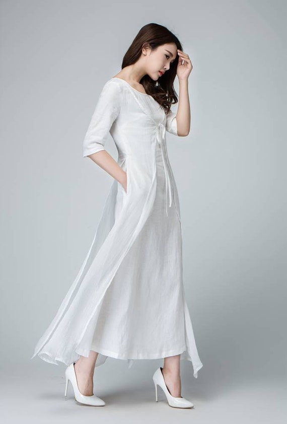 Feminine White maxi dress 1485# Feminine White maxi dress 1485#