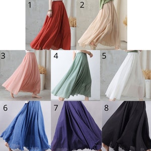 Long Maxi Skirt for Women, Bohemia Pleated Skirt, Circle Skirt, Plus Size Cotton Skirt, Retro Flowy Swing Skirt, Full Summer Skirt 2744 image 2