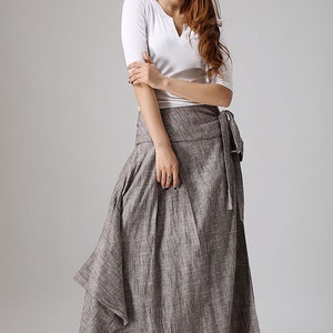 Linen skirt pockets, linen skirt, wrap skirt, linen wrap skirt, maxi skirt, womens skirts, maxi wrap skirt, linen skirt women 0872 image 6