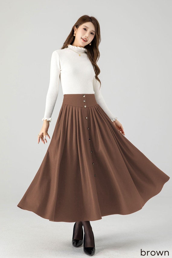 Swing black long pleated wool skirt 4611 Swing black long pleated wool skirt 4611