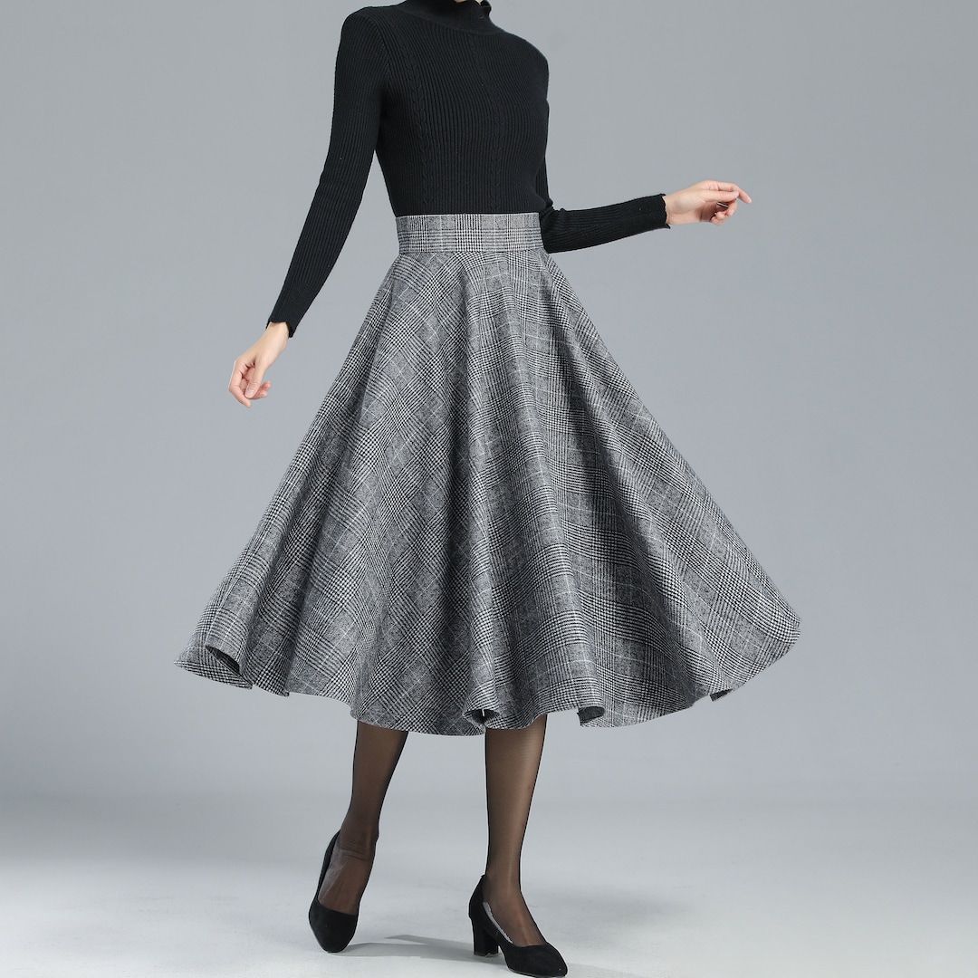 【INCHANT ME】Wear Wool High Waist Long Skirt Amazon.com: Women's Warm Wool Skirts High Waist Maxi A-line