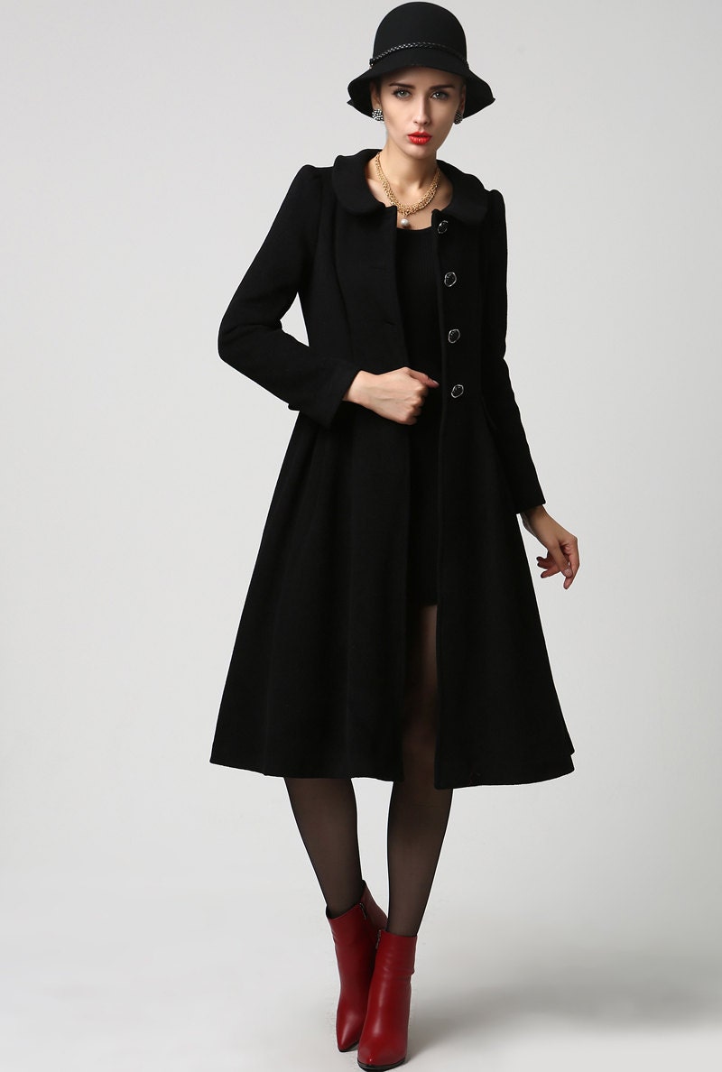 Long black coat wool jacket dress coat womens jackets Etsy
