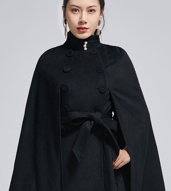 Burgundy Winter Wool Cape Coat Women 4518 Burgundy Winter Wool Cape Coat Women 4518
