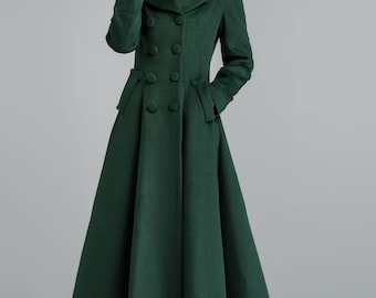 Double Breasted Wool Coat for Winter, Women's Gray Wool Coat, Long Wool Coat,  Fit and Flare Wool Coat, Mod Clothing, Xiaolizi 2406 
