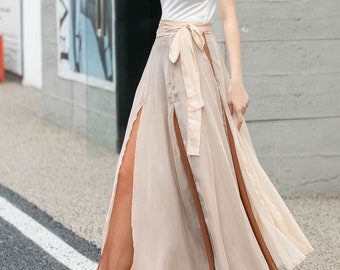 Chiffon Skirt, Boho Chiffon Wrap Skirt, Summer Swing Chiffon