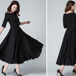 Black Linen Dress Womens Dresses Black Dress Women Long - Etsy