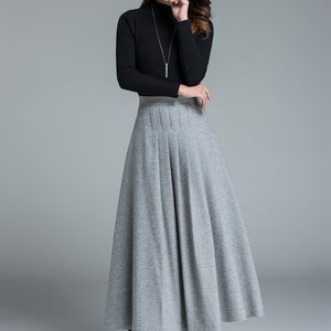 light grey skirt, wool skirt, winter skirt, pleated skirt, maxi skirt, winter wool skirt, long skirt, skirt for women, handmade skirt 1643 image 7