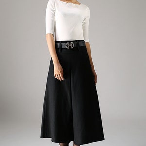 A line Midi skirt, wool skirt, Black skirt, winter skirt, pockets skirts, pleated skirt, woman skirt, warm skirt, custom skirt 1084 image 3