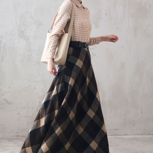 Tartan Long Wool Skirt Women, Wool Maxi Skirt, Plaid Wool Skirt, High Waist Flared Skirt, 1940s A Line Skirt, Warm Autumn Winter Skirt 3108 image 3