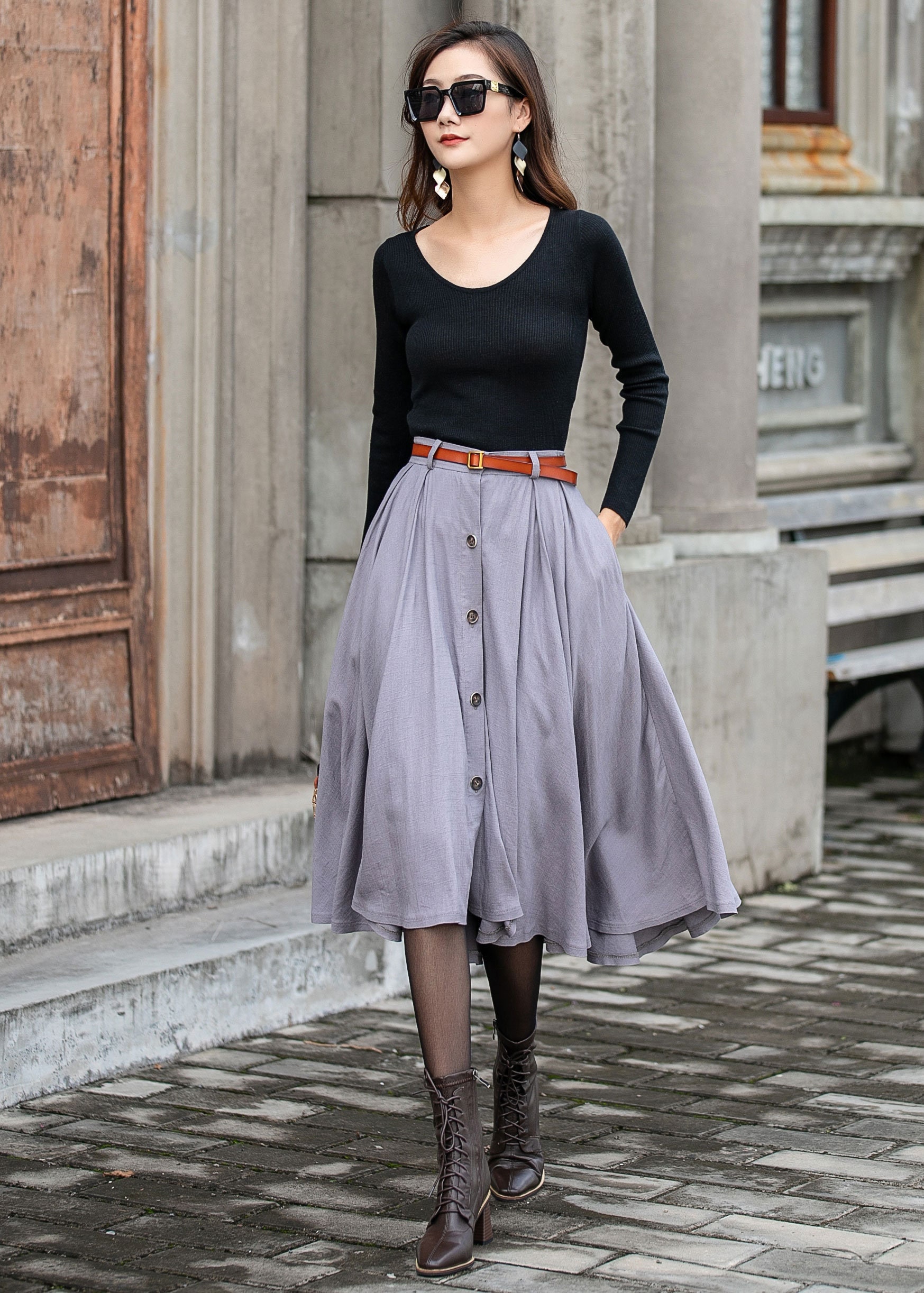 【INCHANT ME】Iron Linen H-Line Skirt Iron Linen H-Line Skirt (2C) - INCHANT ME