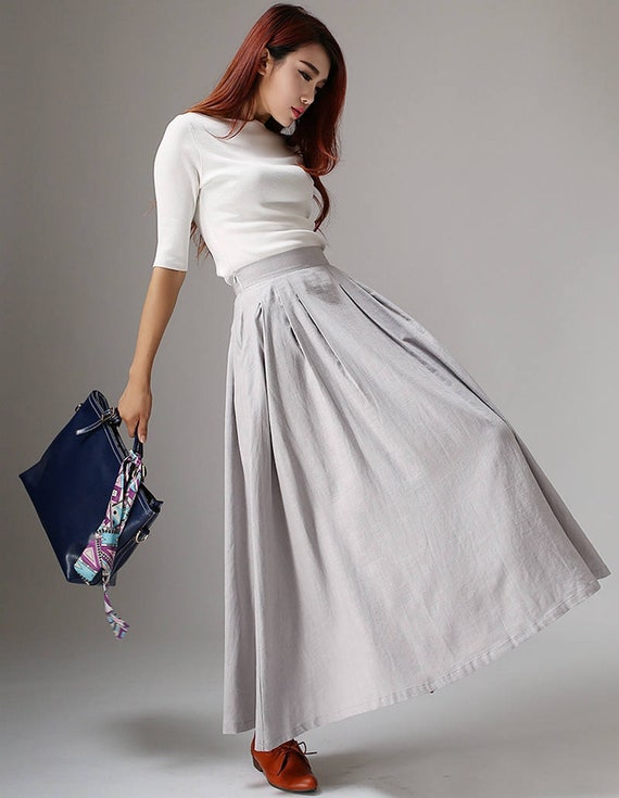 Light gray Swing pleated skirt 1041# Light gray Swing pleated skirt 1041#