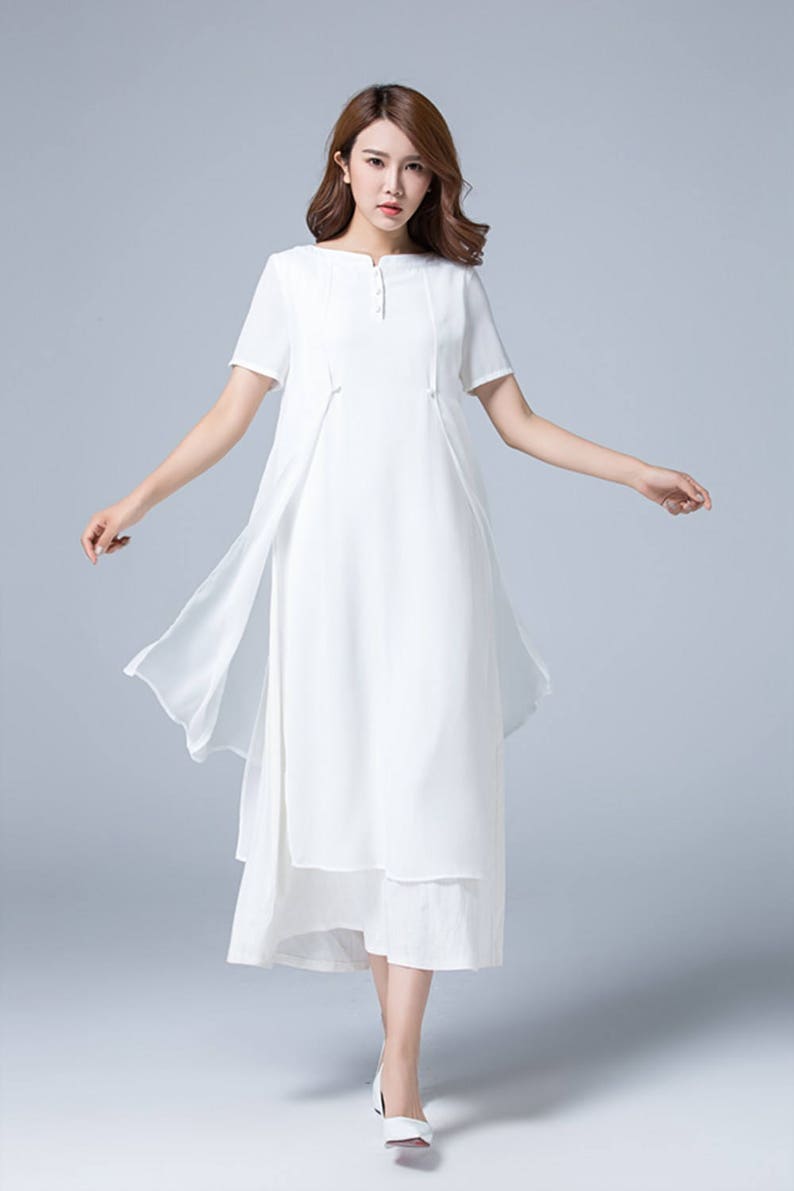 Womens White linen dress white linen dress linen dress | Etsy