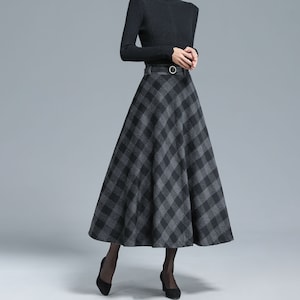 50s Wool Midi Plaid Skirt Women 3137 50s Wool Midi Plaid Skirt Women 3137