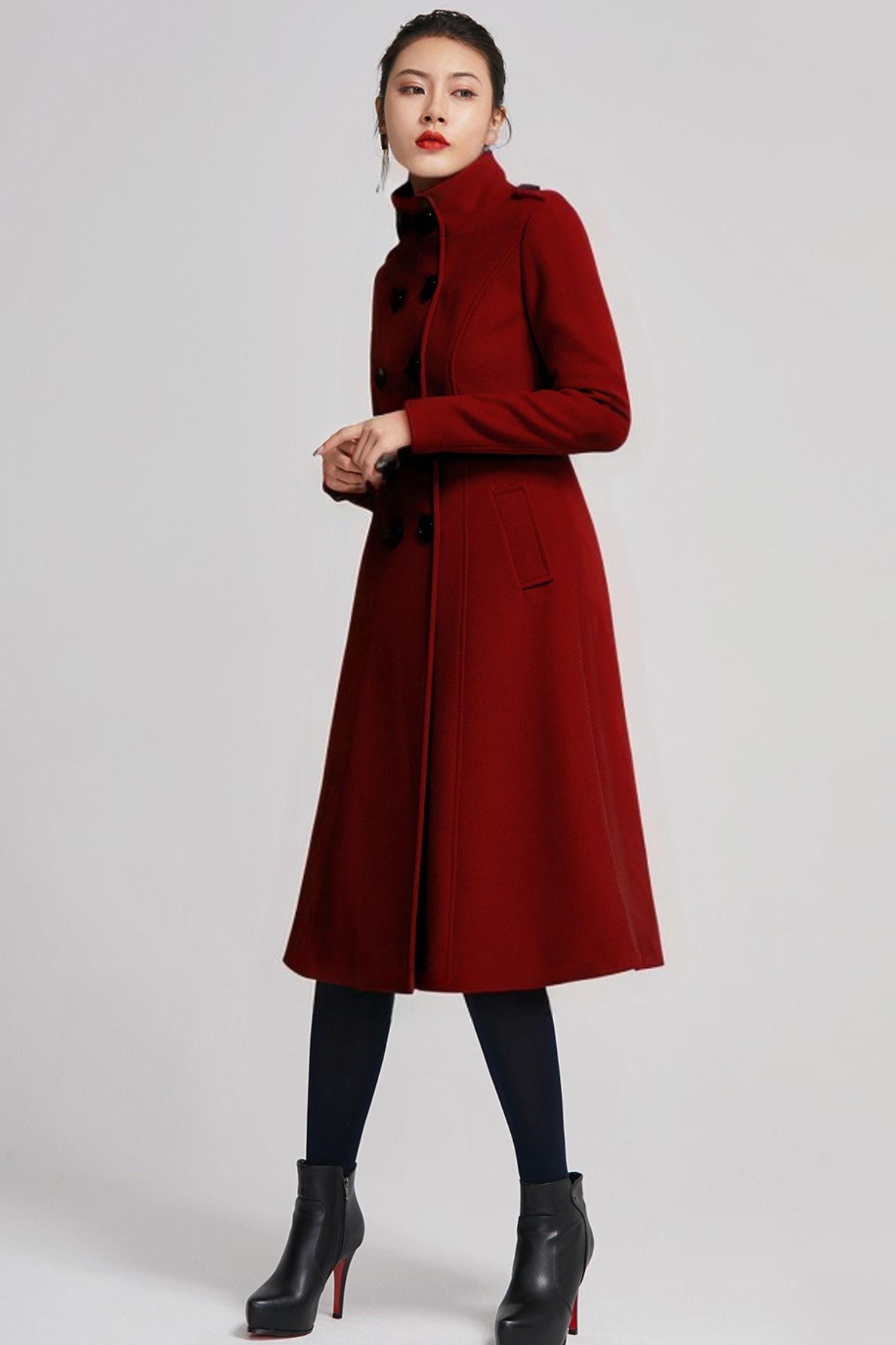 Double Breasted Winter Wool Coat Women, Vintage Inspired