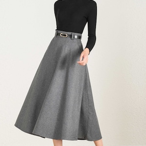 Wool Skirt, Gray Wool Skirt, Winter Skirt Women, Long Skirt, A Line ...