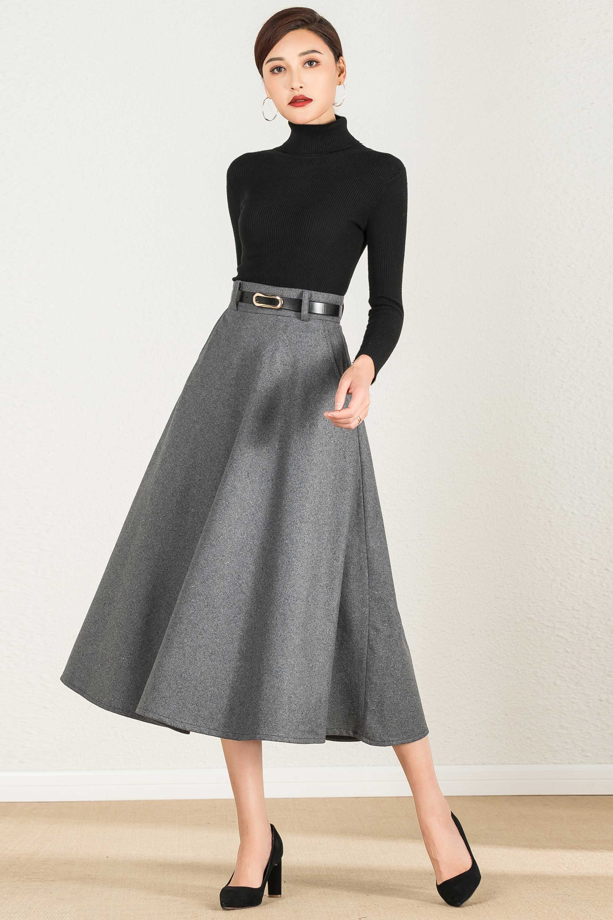 Wool Skirt Gray Wool Skirt Winter Skirt Women Long Skirt A - Etsy Canada