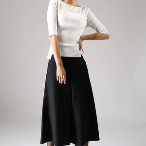 A line Midi skirt, wool skirt, Black skirt, winter skirt, pockets skirts, pleated skirt, woman skirt, warm skirt, custom skirt 1084 image 5