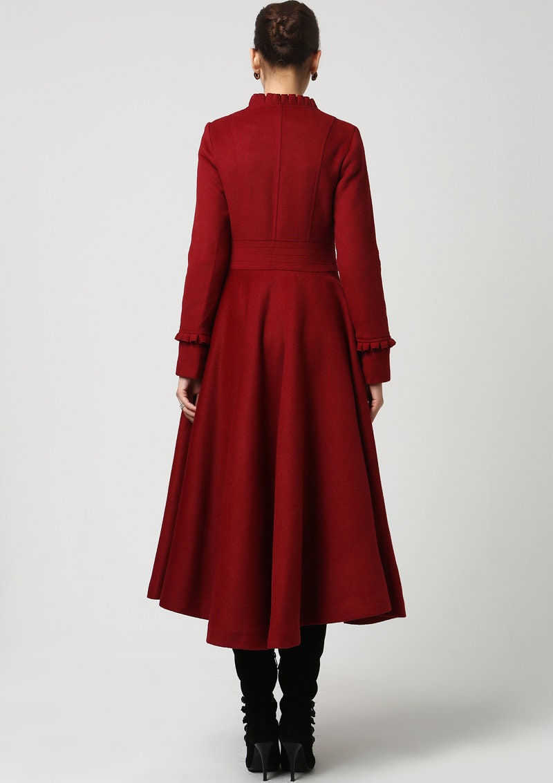 Long Winter Coat, Red Coat, Maxi Coat, Wool Coat, Dress Coat