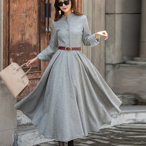 chinese dress ladies Long Sleeve Crewneck T-Shirt Dress Xs / Smokey Teal