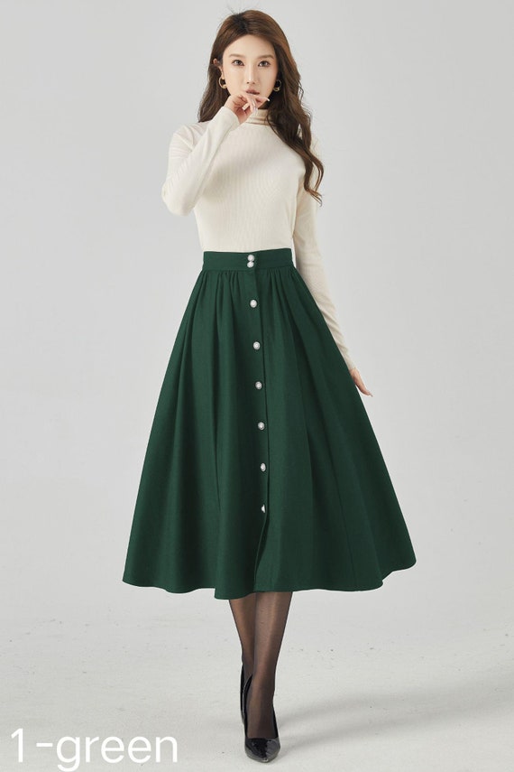 Elegant Wool Maxi Skirt with Front Buttons 4538 Elegant Wool Maxi Skirt with Front Buttons 4538