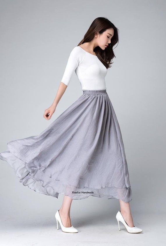 Summer gray swing Chiffon Skirt 1508 Summer gray swing Chiffon Skirt 1508