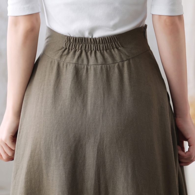Long Linen Skirt, Linen Maxi Skirt for Women, A Line Long Skirt, High Waist Flared Skirt, Minimalist Skirt, Spring Summer Swing Skirt 2767 image 7