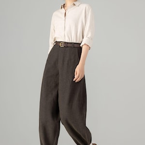 Women's Linen baggy pants, Casual Baggy Harem Pants, Army green Long linen pants, Spring linen pants, Loose Fitting Pants, Xiaolizi 5703 image 12