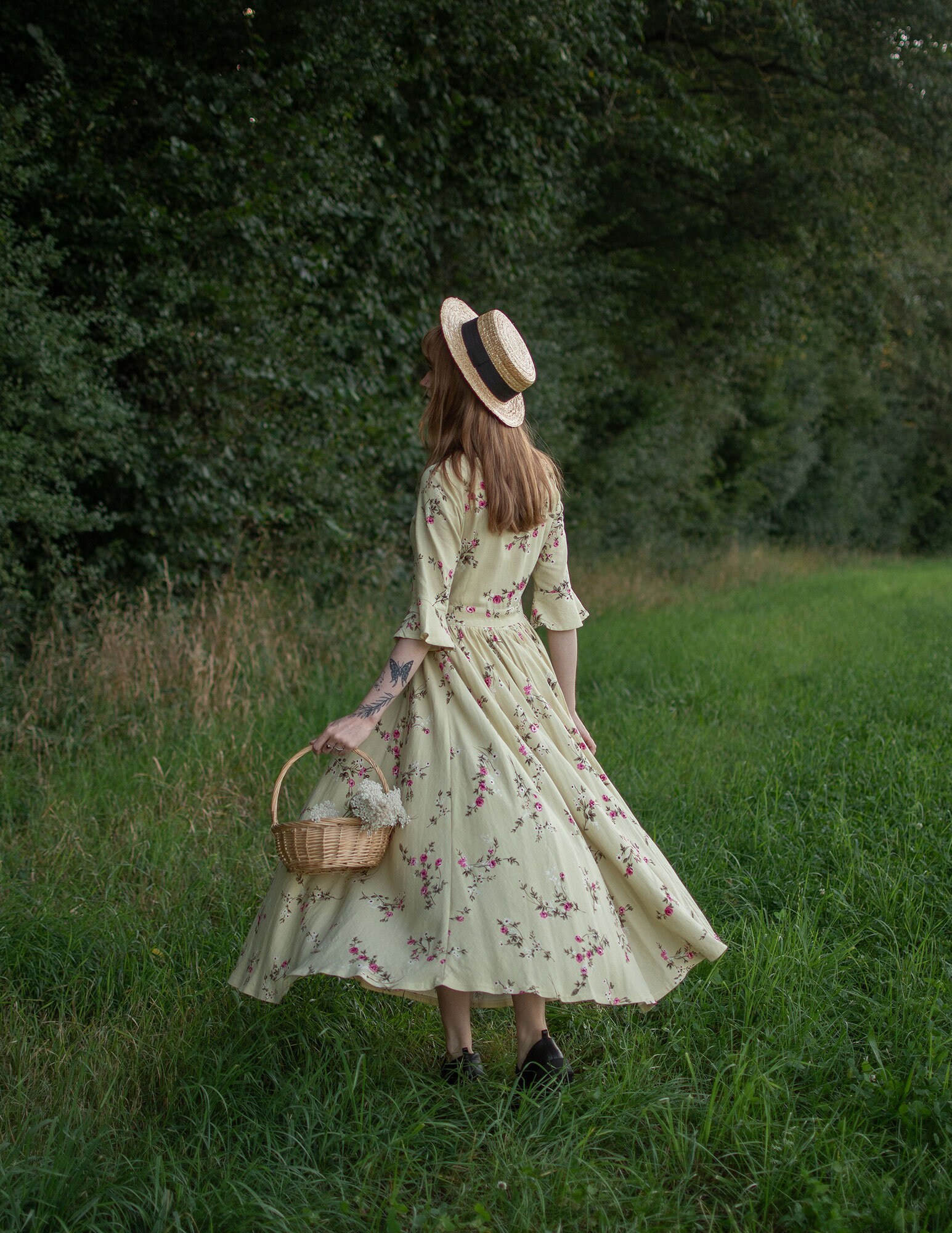 ワンピース Vintage linen dress Short Sleeve Vintage Inspired Linen Cottagecore Dress