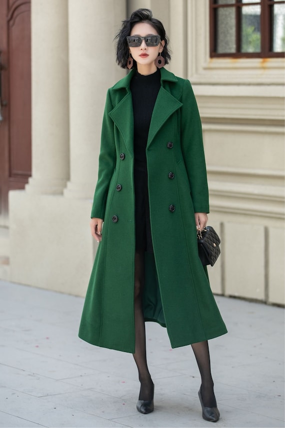 Double breasted green winter wool coat 5349 Double breasted green winter wool coat 5349