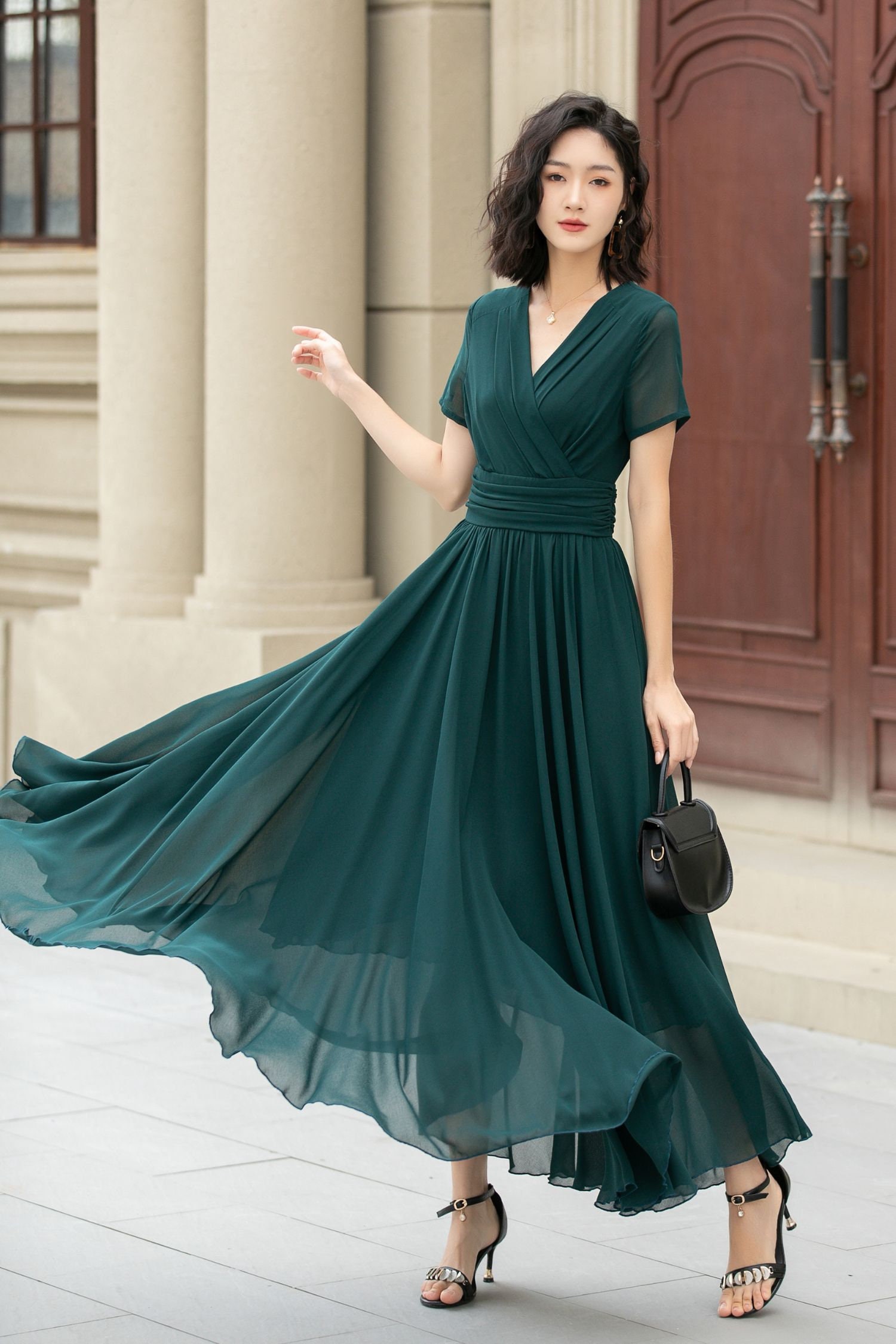 chiffon midi bridesmaid dresses Summer Maxi Prom Dress Plus Size Wedding Dresses Custom Made Dresses Style:N839B MATERIAL POLYESTER/SPANDEX