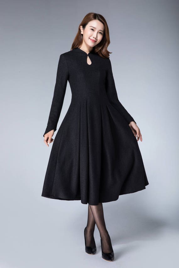 Wool Dress, Winter Dress, Plus Size Dress, Midi Dress, Gray Dress, Plus Size Clothing, Party Dress,Evening Dress,Cocktail Dress,1950's Dress Wool Dress, Winter Dress, Plus Size Dress, Midi Dress, Gray Dress, Plus Size Clothing, Party Dress,Evening Dress,Cocktail Dress,1950's Dress