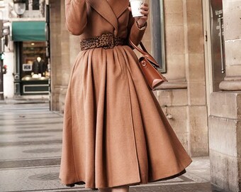 ジャケット・アウター Boudoir 50s- Brown Wool Swing Coat Brown Princess Wool Coat Women, Winter Coat, 1950s Inspired