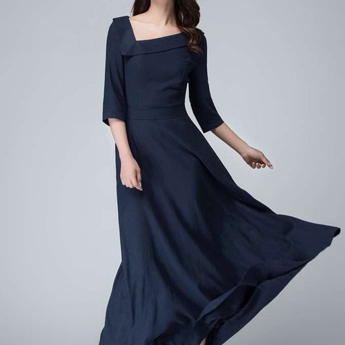 balloon maxi dress Long Sleeve Button Down Maxi Dress Pleated Chiffon Dress Light Blue / M