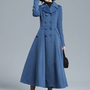 Vintage Inspired Long Wool Princess Coat Women, Fit and Flare Coat, Autumn Winter Outwear, Trench Coat, Double Breasted Coat, Xiaolizi 3127 image 8