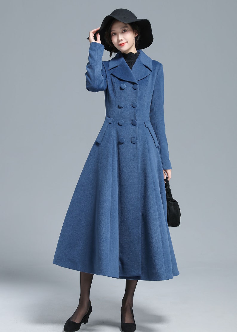 Vintage Inspired Long Wool Princess Coat Women, Fit and Flare Coat, Autumn Winter Outwear, Trench Coat, Double Breasted Coat, Xiaolizi 3127 image 8