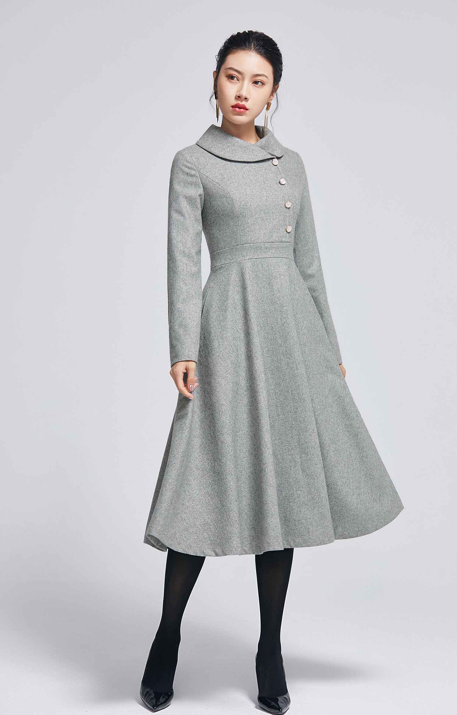 Vintage Inspired Wool Dress Winter Wool Dress Grey Wool - Etsy
