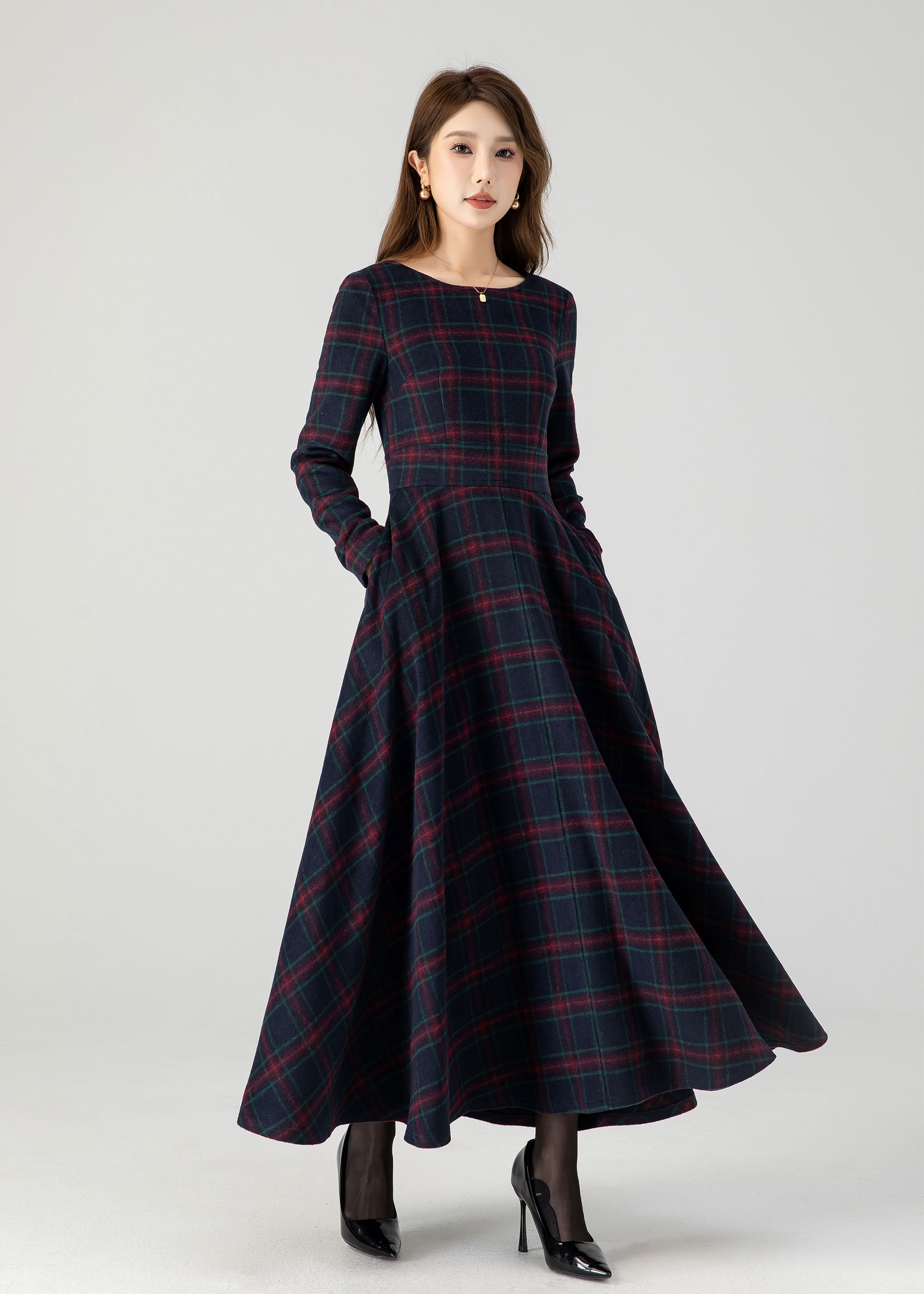 Tartan Wool Maxi Dress, Plaid Wool Dress, Swing Wool Dress, Long Sleeve Wool Dress, Fit and Flare Dress, Custom Dress, Xiaolizi 4610 - Etsy Tartan Wool Maxi Dress, Plaid Wool Dress, Swing Wool Dress, Long Sleeve Wool Dress, Fit and Flare Dress, Custom Dress, Xiaolizi 4610 - Etsy